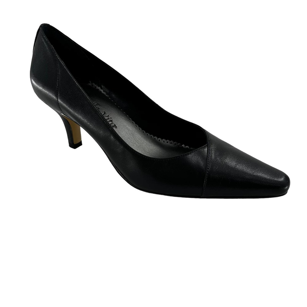 Bella Vita Women's Leather Pointed Toe Pumps Kitten Heels (Navy Blue) size 6.5